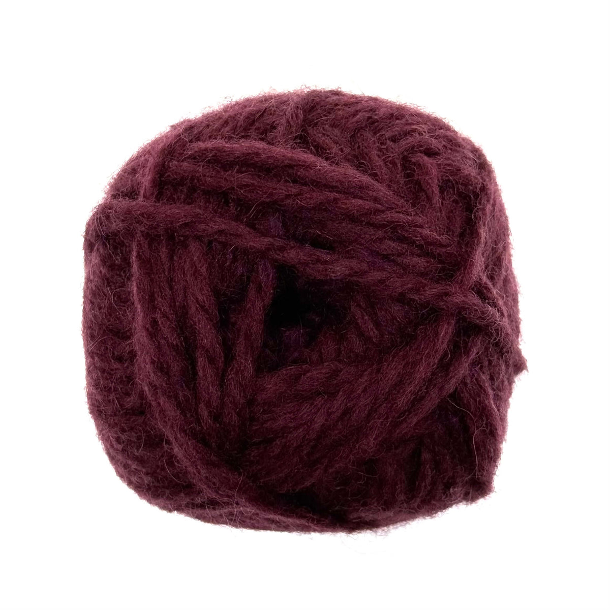 A burgundy ball of Sandnes Garn Fritidsgarn yarn